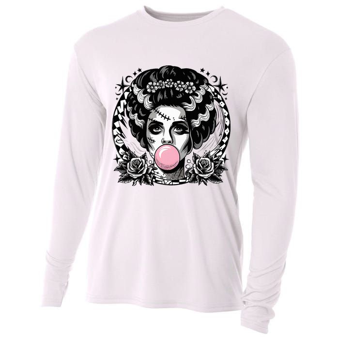 Frankenstein Monster And Bride B.U.B.B.L.E G.U.M Funny Halloween Cooling Performance Long Sleeve Crew