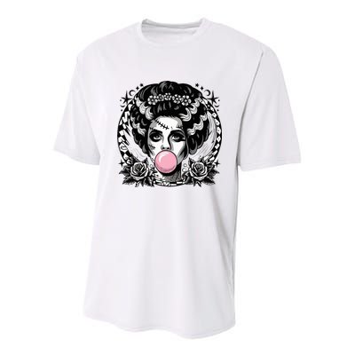 Frankenstein Monster And Bride B.U.B.B.L.E G.U.M Funny Halloween Youth Performance Sprint T-Shirt