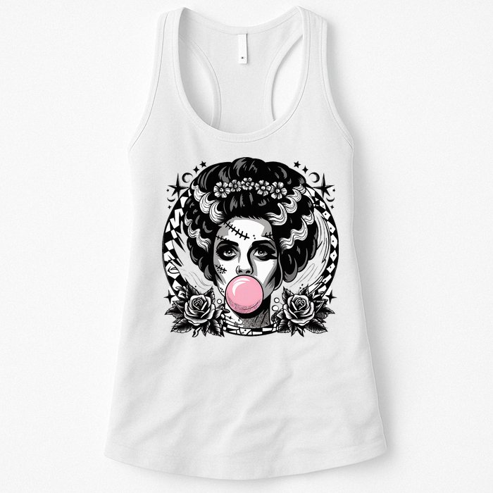 Frankenstein Monster And Bride B.U.B.B.L.E G.U.M Funny Halloween Womens Tank Top