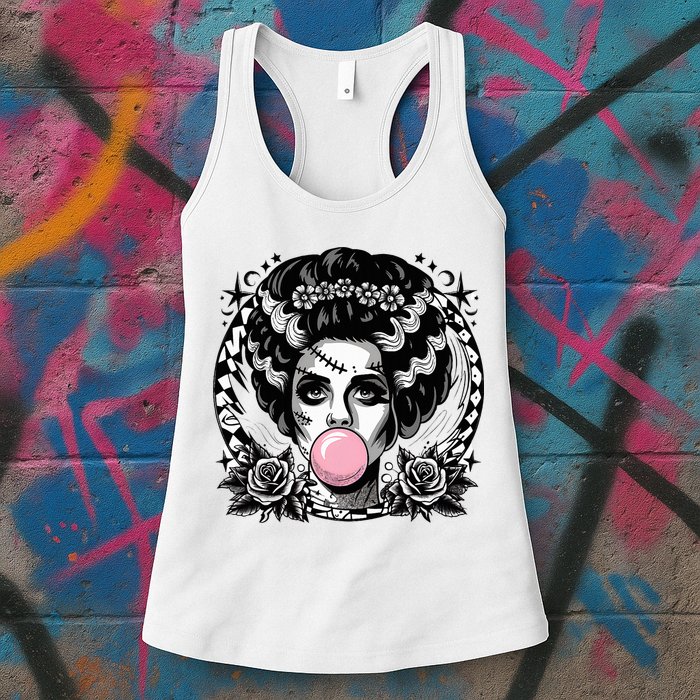 Frankenstein Monster And Bride B.U.B.B.L.E G.U.M Funny Halloween Womens Tank Top