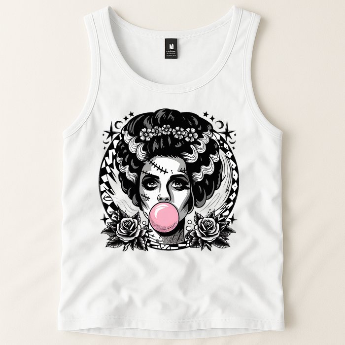Frankenstein Monster And Bride B.U.B.B.L.E G.U.M Funny Halloween Tank Top