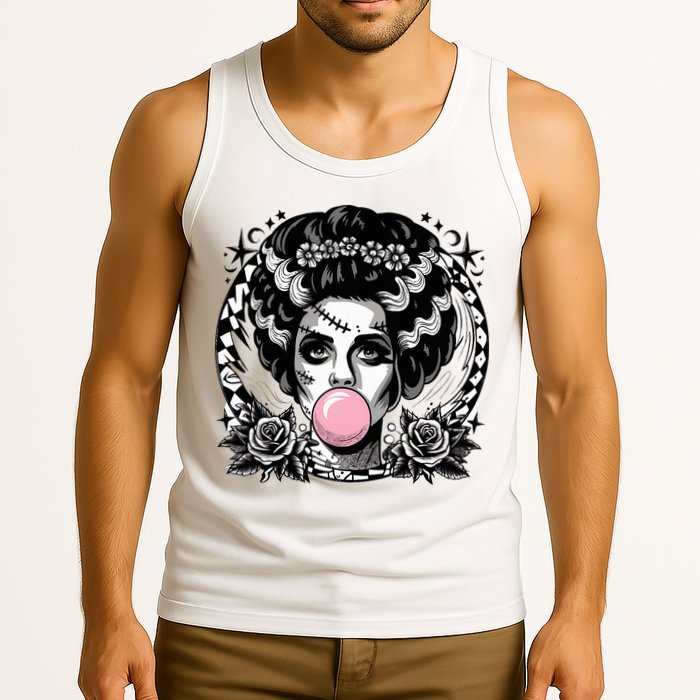 Frankenstein Monster And Bride B.U.B.B.L.E G.U.M Funny Halloween Tank Top