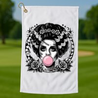 Frankenstein Monster And Bride B.U.B.B.L.E G.U.M Funny Halloween Golf Towel