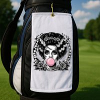Frankenstein Monster And Bride B.U.B.B.L.E G.U.M Funny Halloween Golf Towel