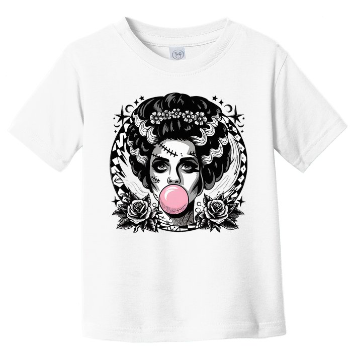 Frankenstein Monster And Bride B.U.B.B.L.E G.U.M Funny Halloween Toddler T-Shirt
