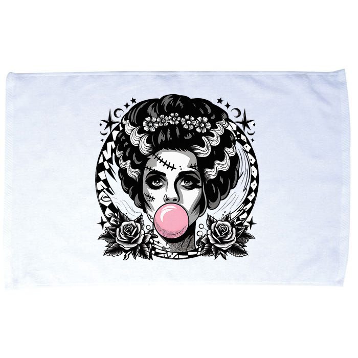 Frankenstein Monster And Bride B.U.B.B.L.E G.U.M Funny Halloween Microfiber Hand Towel