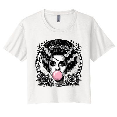 Frankenstein Monster And Bride B.U.B.B.L.E G.U.M Funny Halloween Crop Top