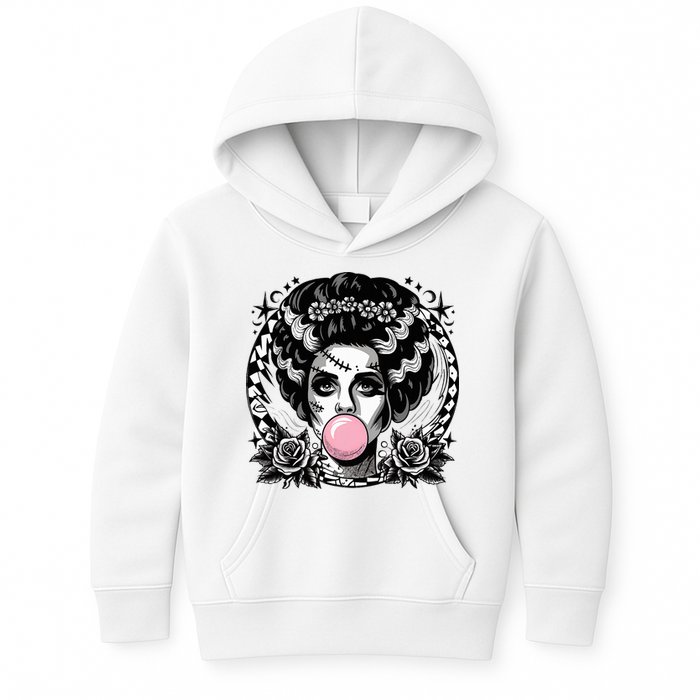 Frankenstein Monster And Bride B.U.B.B.L.E G.U.M Funny Halloween Kids Hoodie