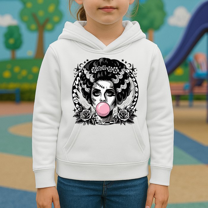 Frankenstein Monster And Bride B.U.B.B.L.E G.U.M Funny Halloween Kids Hoodie