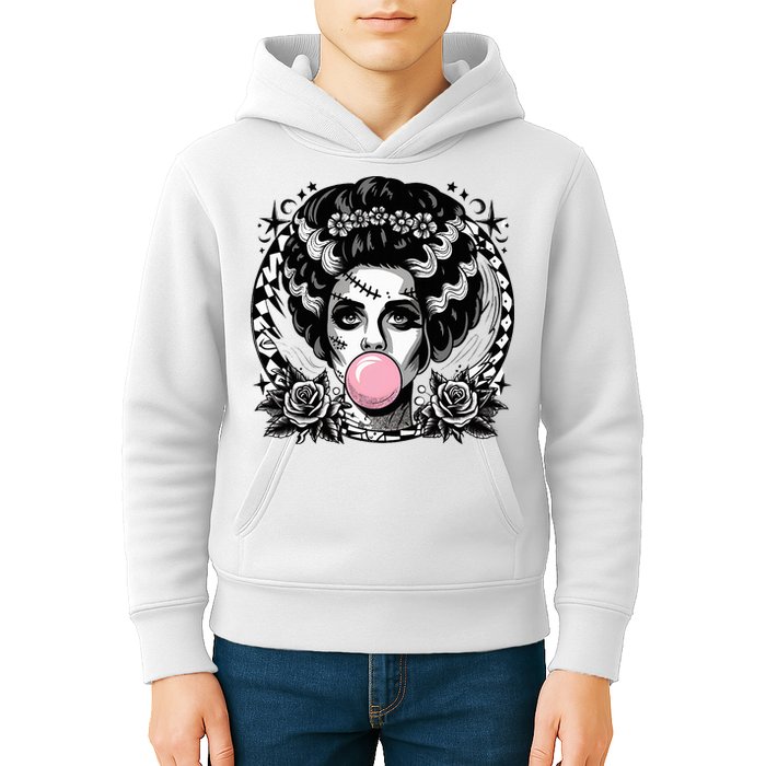 Frankenstein Monster And Bride B.U.B.B.L.E G.U.M Funny Halloween Kids Hoodie