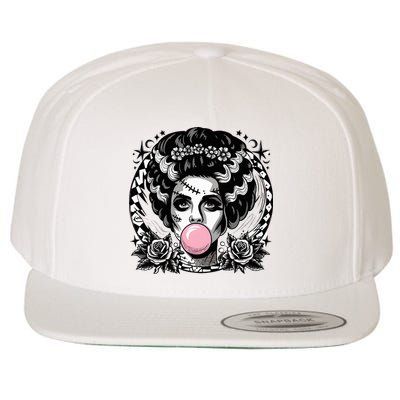 Frankenstein Monster And Bride B.U.B.B.L.E G.U.M Funny Halloween Wool Snapback Cap