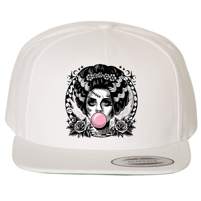Frankenstein Monster And Bride B.U.B.B.L.E G.U.M Funny Halloween Wool Snapback Cap