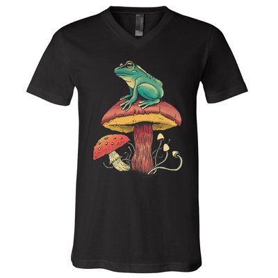 Frog Mushroom Animal Motif Woman Man Mushrooms Animal V-Neck T-Shirt