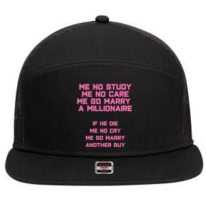 Funny Marry A Millionaire Cute Gift 7 Panel Mesh Trucker Snapback Hat