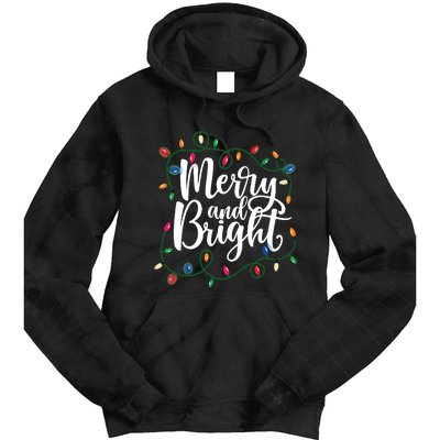 Funny Merry And Bright Christmas Lights Xmas Holiday Tie Dye Hoodie