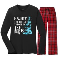 Funny Microscope Art Biology Nerd Science Lab Women's Long Sleeve Flannel Pajama Set 