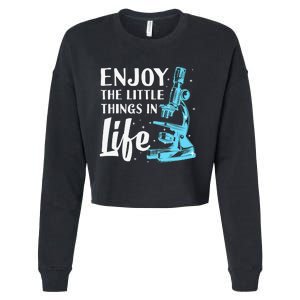 Funny Microscope Art Biology Nerd Science Lab Cropped Pullover Crew