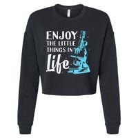 Funny Microscope Art Biology Nerd Science Lab Cropped Pullover Crew