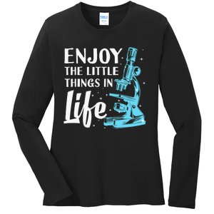 Funny Microscope Art Biology Nerd Science Lab Ladies Long Sleeve Shirt