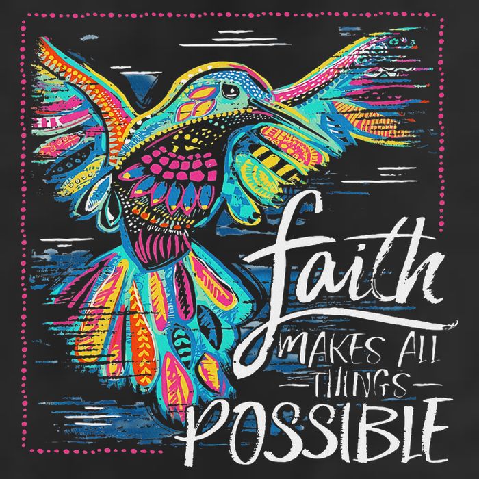 Faith Make All Things Are Possible Hummingbird Christian 7 Panel Mesh Trucker Snapback Hat