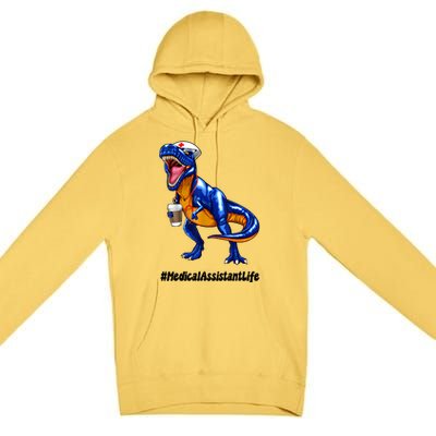 Funny Medical Assistant Life Cma Dinosaur Trex Scrub Coffee Gift Premium Pullover Hoodie