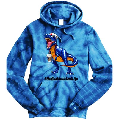 Funny Medical Assistant Life Cma Dinosaur Trex Scrub Coffee Gift Tie Dye Hoodie