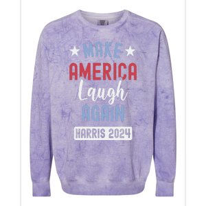 Funny Make America Laugh Again President 2024 Colorblast Crewneck Sweatshirt