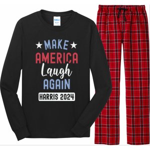 Funny Make America Laugh Again President 2024 Long Sleeve Pajama Set