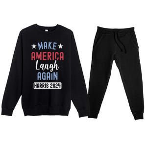 Funny Make America Laugh Again President 2024 Premium Crewneck Sweatsuit Set