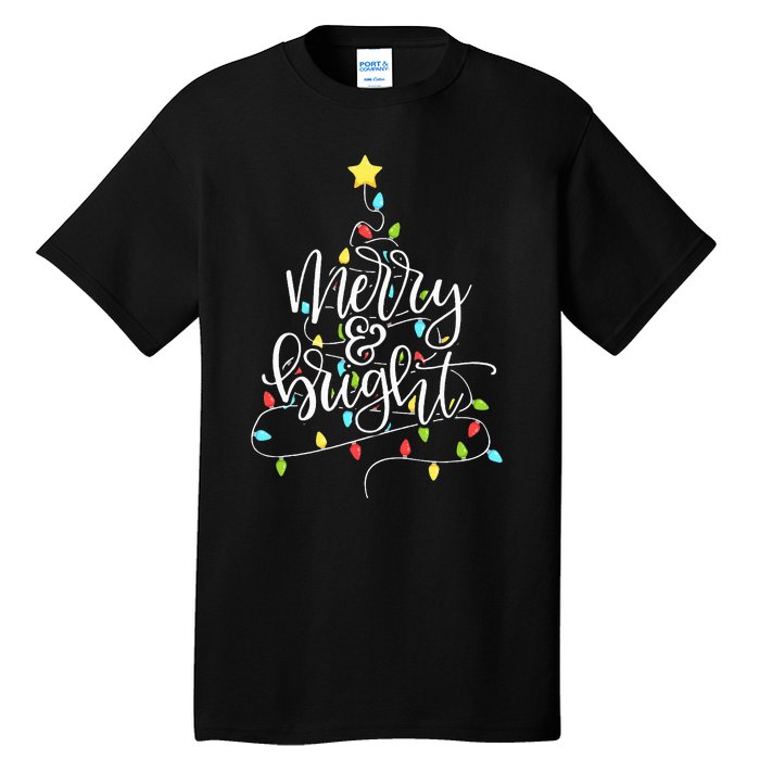 Funny Merry and Bright Christmas Lights Xmas Holiday Tall T-Shirt