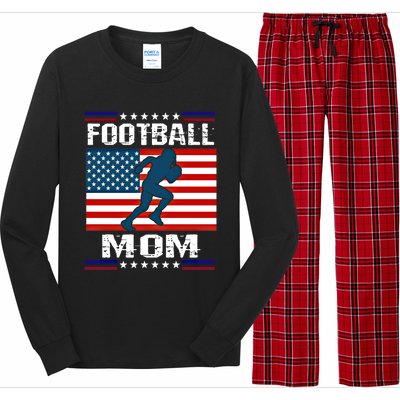 Football Mom American Flag Patriot Gift Long Sleeve Pajama Set