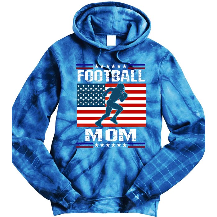 Football Mom American Flag Patriot Gift Tie Dye Hoodie