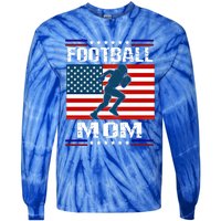 Football Mom American Flag Patriot Gift Tie-Dye Long Sleeve Shirt