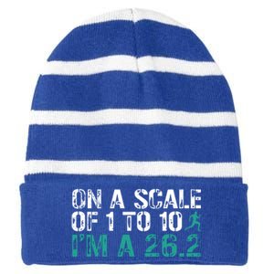 Funny Marathon Art Marathon Finisher 26 2 Running Meaningful Gift Striped Beanie with Solid Band