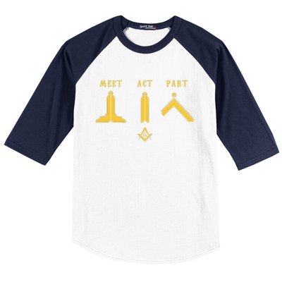 Freemason Meet Act And Part Mason Masonic Fathers Day Gift Baseball Sleeve Shirt