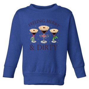 Feeling Merry And Dirty Martini Glasses Christmas Bow Gift Toddler Sweatshirt