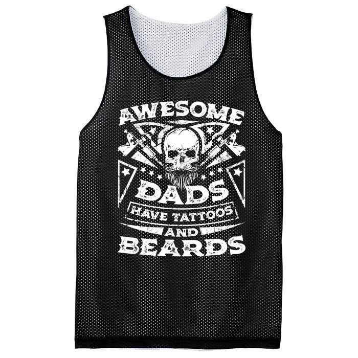 Funny Mens Awesome Dads Have Tattoos And Beards Gift Mesh Reversible Basketball Jersey Tank