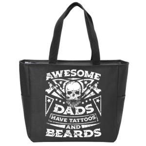 Funny Mens Awesome Dads Have Tattoos And Beards Gift Zip Tote Bag