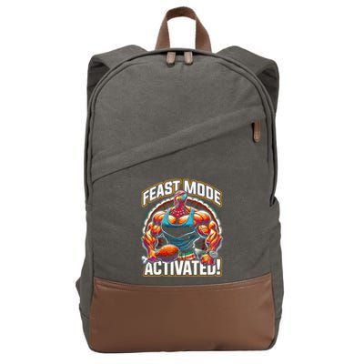 Feast Mode Activated – Funny Thanksgiving Muscle Turkey Cotton Canvas Backpack