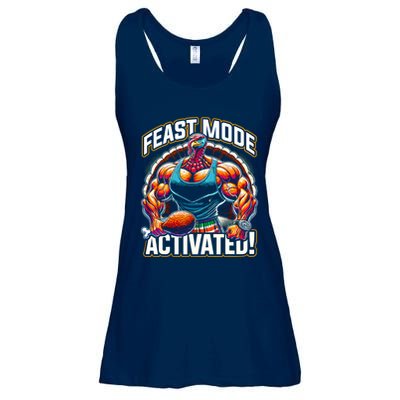 Feast Mode Activated – Funny Thanksgiving Muscle Turkey Ladies Essential Flowy Tank