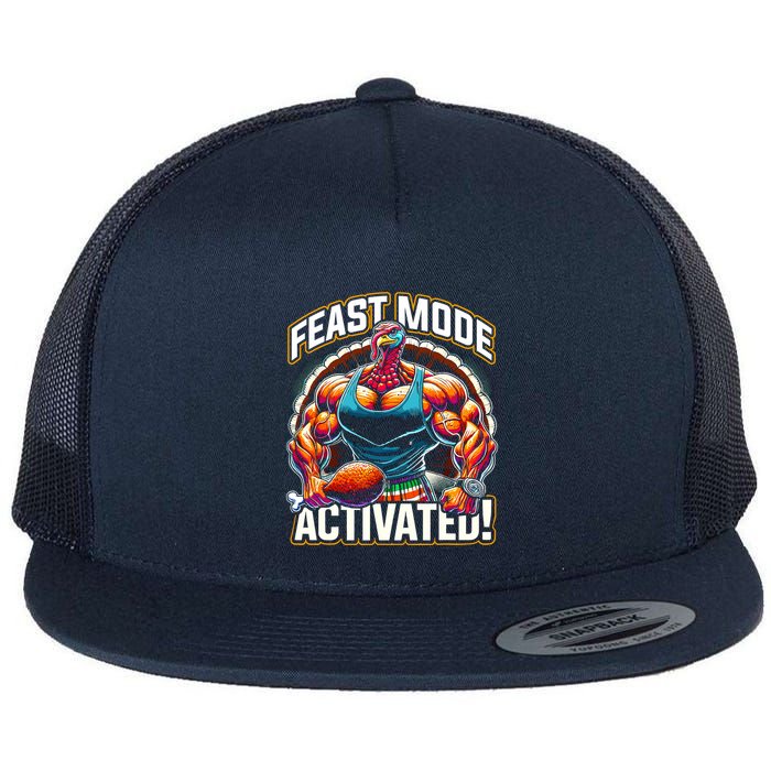Feast Mode Activated – Funny Thanksgiving Muscle Turkey Flatbill Hat