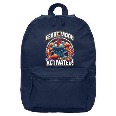 Feast Mode Activated – Funny Thanksgiving Muscle Turkey 16 in Basic Backpack