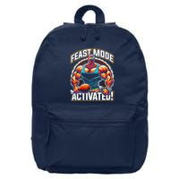 Feast Mode Activated – Funny Thanksgiving Muscle Turkey 16 in Basic Backpack