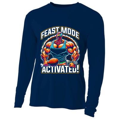 Feast Mode Activated – Funny Thanksgiving Muscle Turkey Cooling Performance Long Sleeve Crew