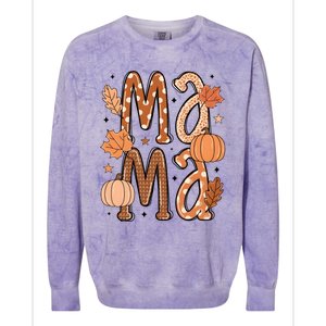 Fall Mama Autumn Leaves Pumpkin Colorblast Crewneck Sweatshirt