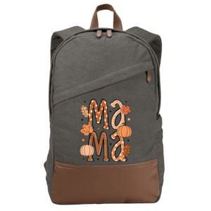 Fall Mama Autumn Leaves Pumpkin Cotton Canvas Backpack