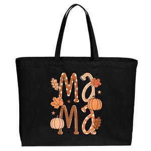 Fall Mama Autumn Leaves Pumpkin Cotton Canvas Jumbo Tote