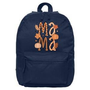 Fall Mama Autumn Leaves Pumpkin 16 in Basic Backpack