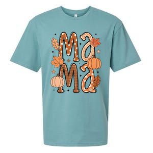 Fall Mama Autumn Leaves Pumpkin Sueded Cloud Jersey T-Shirt