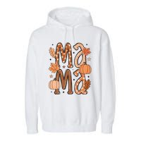 Fall Mama Autumn Leaves Pumpkin Garment-Dyed Fleece Hoodie